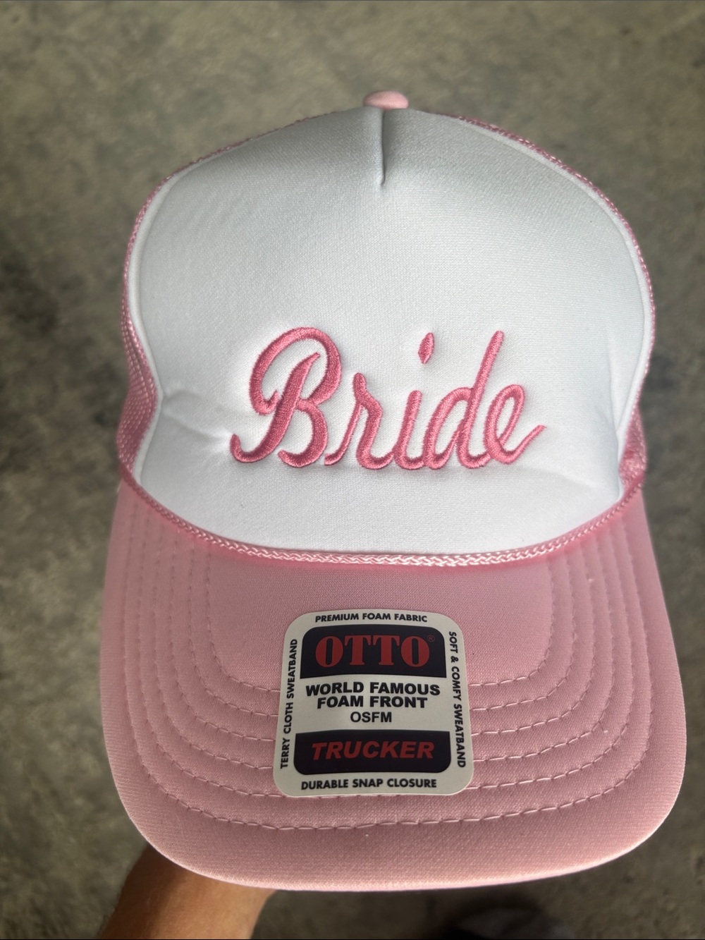 OTTO Pink and White Bride Trucker Hat